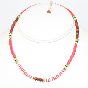 SUMMER 2024 - NECKLACE RED AND WHITE "SURFER STYLE" VIBRANT COLOURS